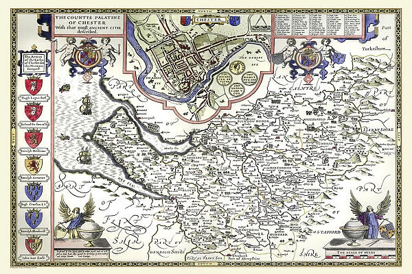 Old County Map of Cheshire 1611 by John Speed