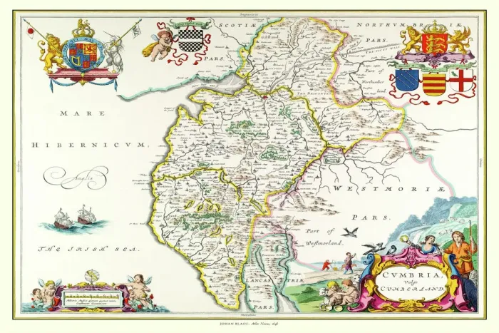 Framed Print : Old County Map of Cumbria 1648 by Johan Blaeu from the Atlas Novus Framed Print : Old County Map of Cumbria 1648 by Johan Blaeu from the Atlas Novus