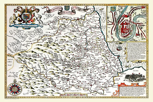 Old County Map of Durham 1611 by John Speed
