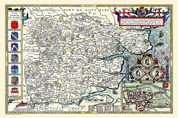 Old County Map of Essex 1611 by John Speed