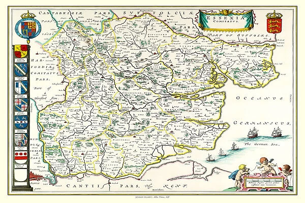 Old County Map of Essex 1648 by Johan Blaeu from the Atlas Novus