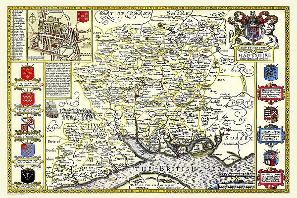 Old County Map of Hampshire 1611 by John Speed