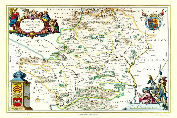 Framed Print : Old County Map of Hertfordshire 1648 by Johan Blaeu from the Atlas Novus Framed Print : Old County Map of Hertfordshire 1648 by Johan Blaeu from the Atlas Novus