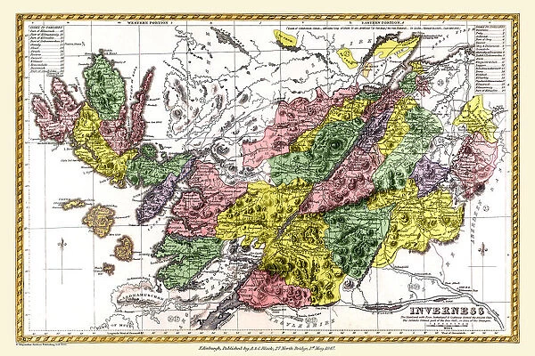 Old County Map of Inverness Scotland 1847 by A&C Black