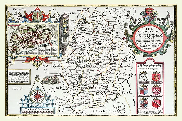 Old County Map of Nottinghamshire 1611 by John Speed