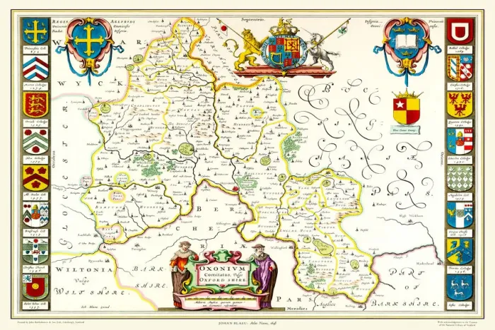 Framed Print : Old County Map of Oxfordshire 1648 by Johan Blaeu from the Atlas Novus Framed Print : Old County Map of Oxfordshire 1648 by Johan Blaeu from the Atlas Novus