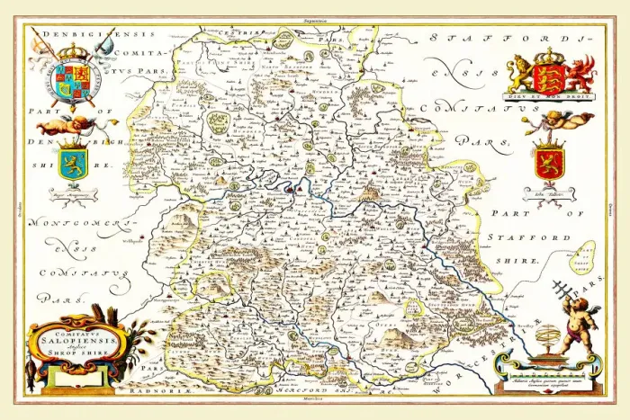 Framed Print : Old County Map of Shropshire 1648 by Johan Blaeu from the Atlas Novus Framed Print : Old County Map of Shropshire 1648 by Johan Blaeu from the Atlas Novus