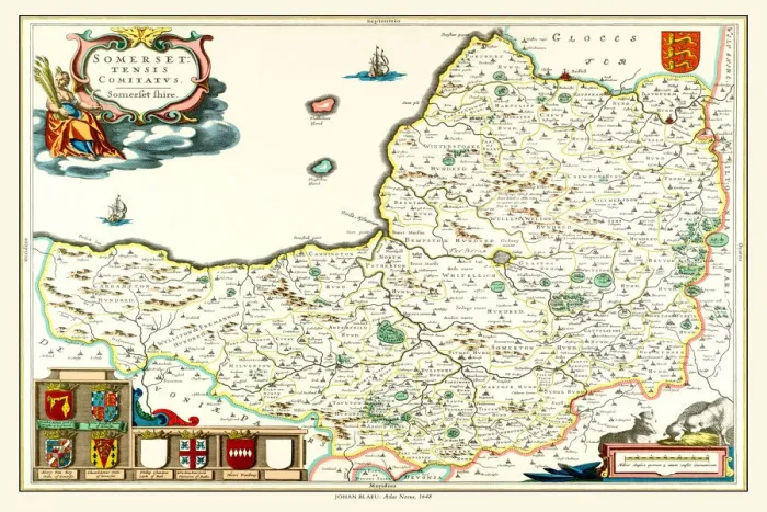 Framed Print : Old County Map of Somersetshire 1648 by Johan Blaeu from the Atlas Novus Framed Print : Old County Map of Somersetshire 1648 by Johan Blaeu from the Atlas Novus