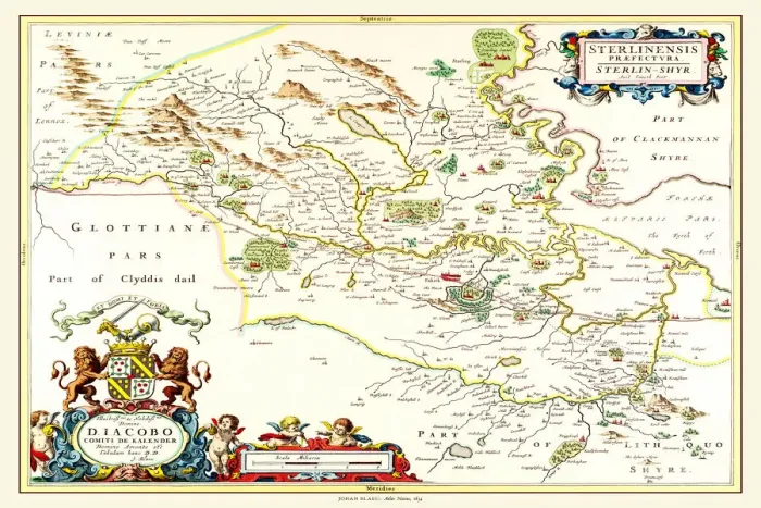 Framed Print : Old County Map of Sterlingshire 1654 by Johan Blaue from the Atlas Novus Framed Print : Old County Map of Sterlingshire 1654 by Johan Blaue from the Atlas Novus