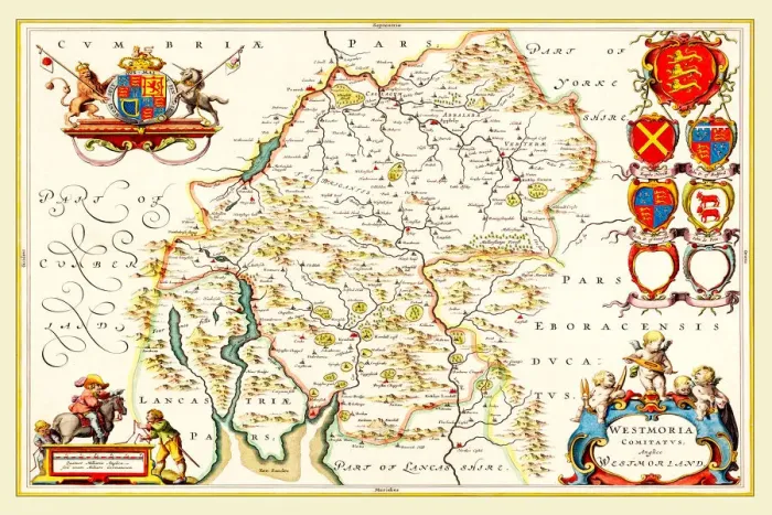 Framed Print : Old County Map of Westmoreland 1648 by Johan Blaeu from the Atlas Novus Framed Print : Old County Map of Westmoreland 1648 by Johan Blaeu from the Atlas Novus