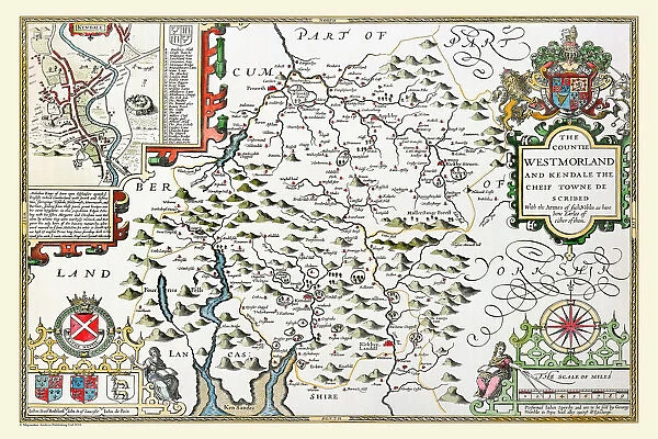 Old County Map of Westmorland 1611 by John Speed