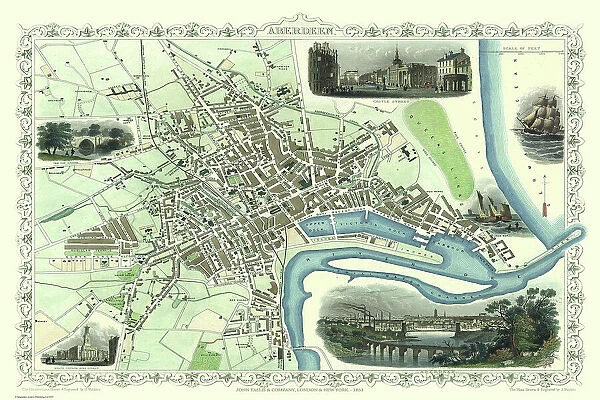 Old Map of Aberdeen 1851 by John Tallis