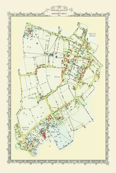 Framed Print : Old Map of Appleby Magna to Appleby Parva in Warwickshire 1885 Framed Print : Old Map of Appleby Magna to Appleby Parva in Warwickshire 1885