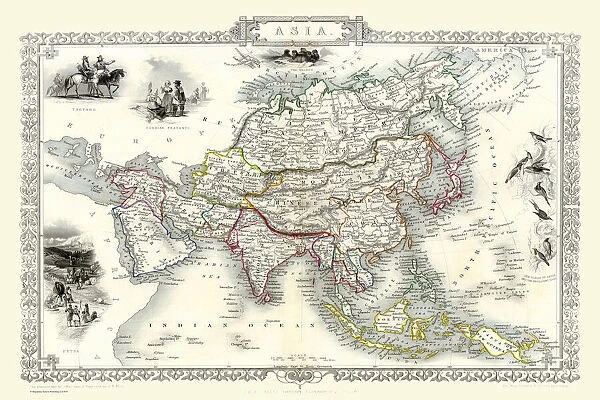 Old Map of Asia 1851 by John Tallis