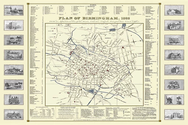 Old Map of Birmingham 1832 by James Drake