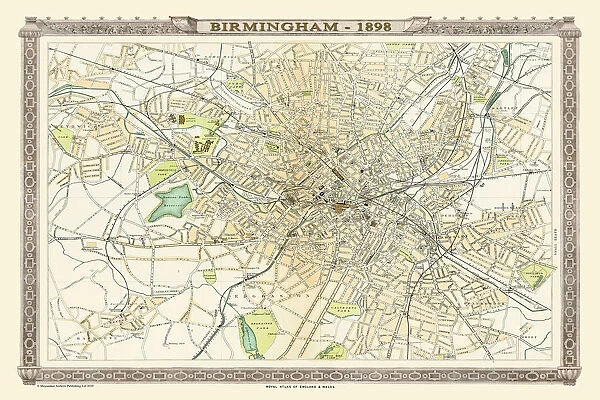 Old Map of Birmingham 1898 from the Royal Atlas by Bartholomew