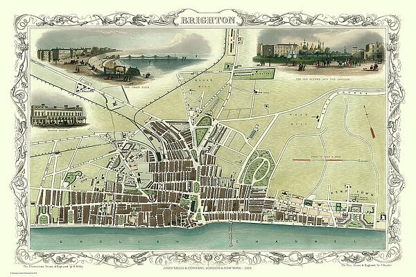 Old Map of Brighton 1851 by John Tallis