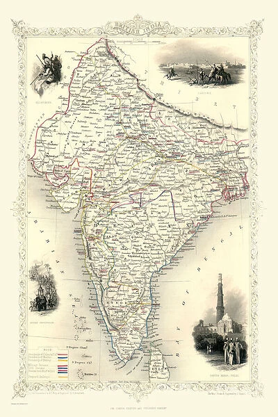 Old Map of British India 1851 by John Tallis