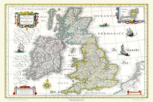 Old Map of The British Isles 1635 by Willem & Johan Blaeu from the Theatrum Orbis Terrarum