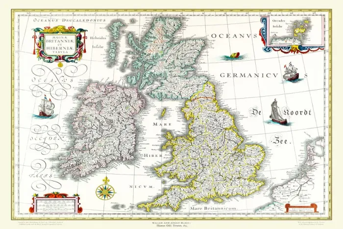 Framed Print : Old Map of The British Isles 1635 by Willem & Johan Blaeu from the Theatrum Orbis Terrarum Framed Print : Old Map of The British Isles 1635 by Willem & Johan Blaeu from the Theatrum Orbis Terrarum