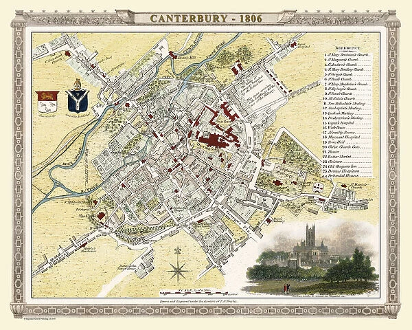 Old Map of Canterbury 1806 by Cole and Roper