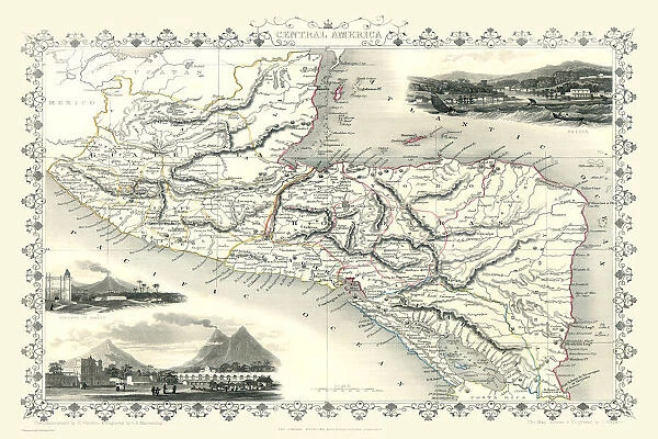 Old Map of Central America 1851 by John Tallis