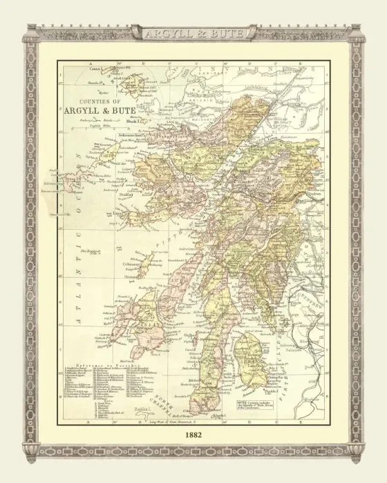 Framed Print : Old Map of the Counties of Argyll and Bute from the Philips Handy Atlas of 1882 Framed Print : Old Map of the Counties of Argyll and Bute from the Philips Handy Atlas of 1882