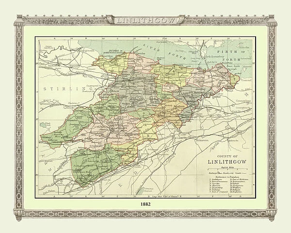 Old Map of the County of Linlithgow from the Philips Handy Atlas of 1882