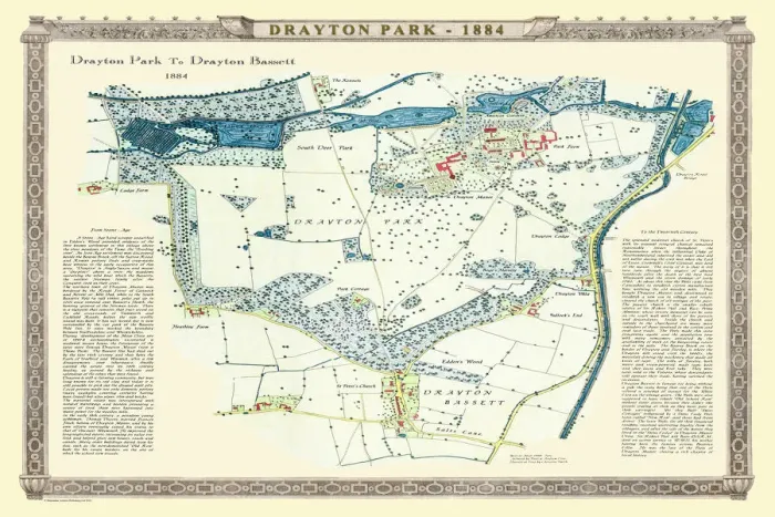 Framed Print : Old Map of Drayton Park and Drayton Bassett in Staffordshire 1886 Framed Print : Old Map of Drayton Park and Drayton Bassett in Staffordshire 1886