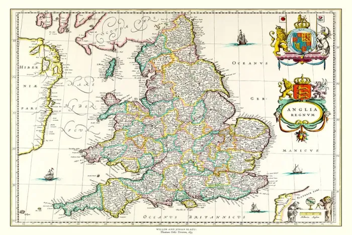Framed Print : Old Map of England 1635 by Willem & Johan Blaeu from the Theatrum Orbis Terrarum Framed Print : Old Map of England 1635 by Willem & Johan Blaeu from the Theatrum Orbis Terrarum
