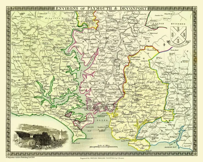 Framed Print : Old Map of the Environs of Plymouth and Devonport 1836 by Thomas Moule Framed Print : Old Map of the Environs of Plymouth and Devonport 1836 by Thomas Moule