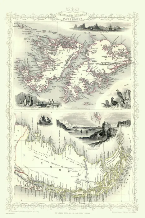 Framed Print : Old Map of Falkland Islands and Patagonia 1851 by John Tallis Framed Print : Old Map of Falkland Islands and Patagonia 1851 by John Tallis