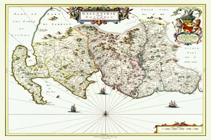 Framed Print : Old Map of Galloway Scotland 1654 by Johan Blaeu from the Atlas Novus Framed Print : Old Map of Galloway Scotland 1654 by Johan Blaeu from the Atlas Novus