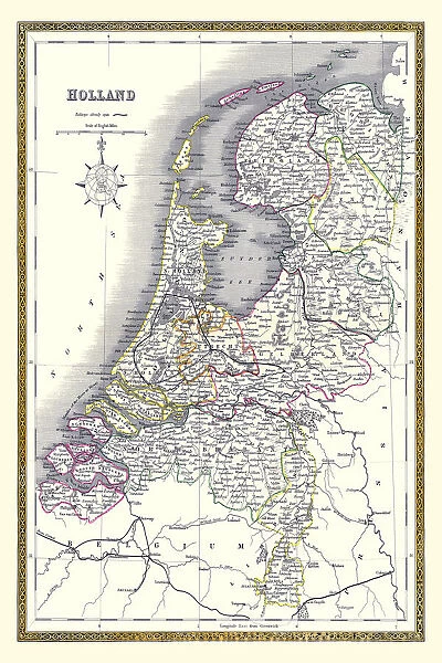 Old Map of Holland 1852 by Henry George Collins