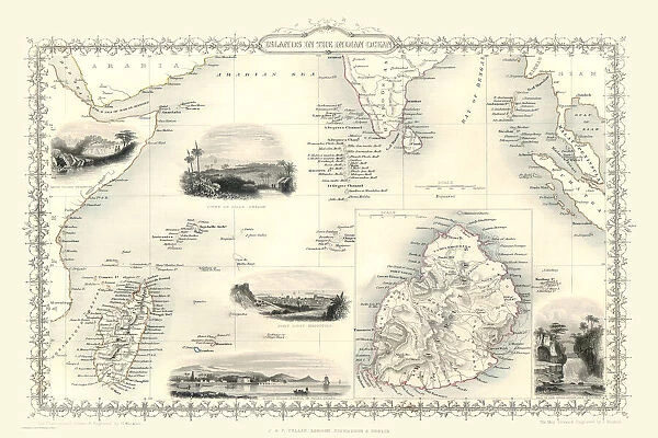 Old Map of the Islands in the Indian Ocean 1851 by John Tallis
