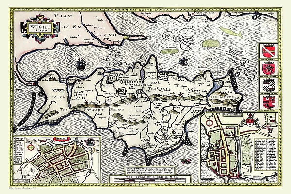 Old Map of The Isle of Wight 1611 by John Speed