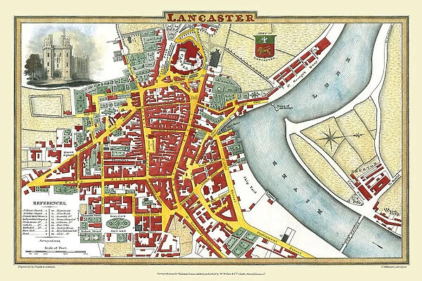 Old Map of Lancaster 1824 by Edward Baines