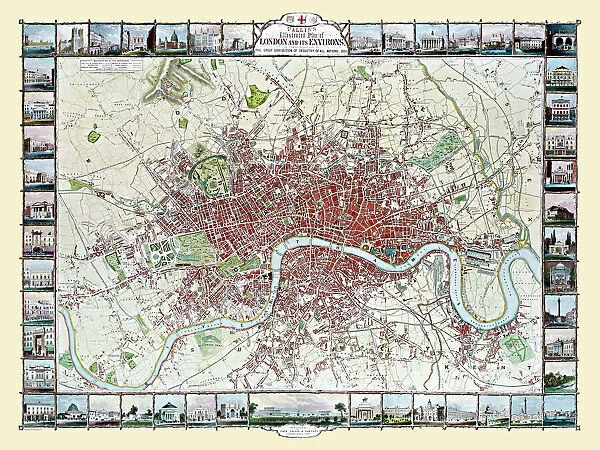 Old Map of London 1851 by John Tallis