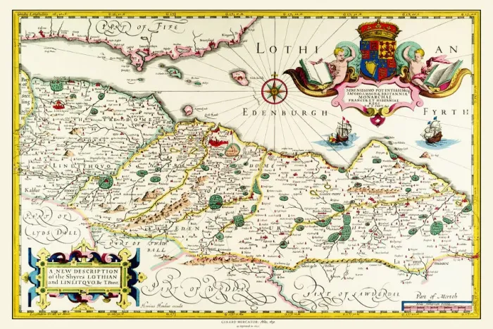Framed Print : Old Map of Lothian - Scottish Lowlands by Johan Blaeu from the Atlas Novus Framed Print : Old Map of Lothian - Scottish Lowlands by Johan Blaeu from the Atlas Novus