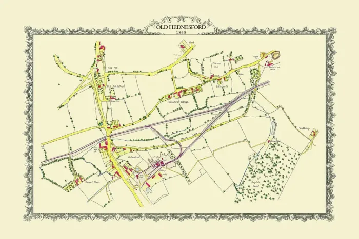 Framed Print : Old Map of the Mining Village of Hednesford in Staffordshire 1865 Framed Print : Old Map of the Mining Village of Hednesford in Staffordshire 1865