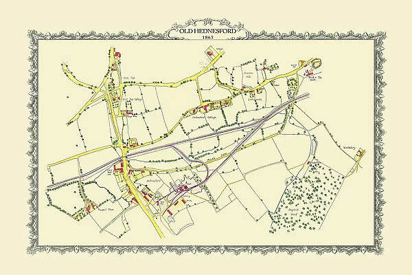 Old Map of the Mining Village of Hednesford in Staffordshire 1865