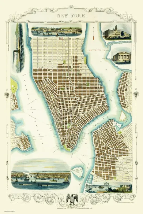 Framed Print : Old Map of New York United States of America 1851 by John Tallis Framed Print : Old Map of New York United States of America 1851 by John Tallis