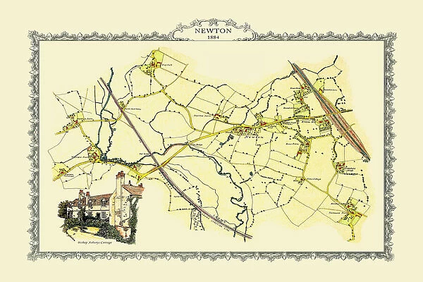 Old Map of Newton near West Bromwich showing Bishop Astburys Cottage 1884