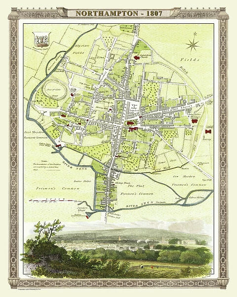 Old Map of Northampton 1807 by Cole and Roper