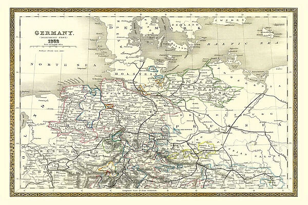 Old Map of Northern Germany 1852 by Henry George Collins