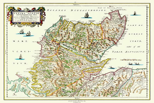 Old Map of Northern Scotland 1654 by Johan Blaeu from the Atlas Novus