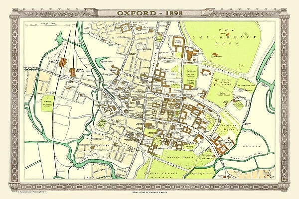 Old Map of Oxford 1898 from the Royal Atlas by Bartholomew
