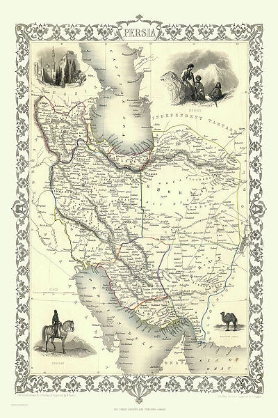 Old Map of Persia 1851 by John Tallis