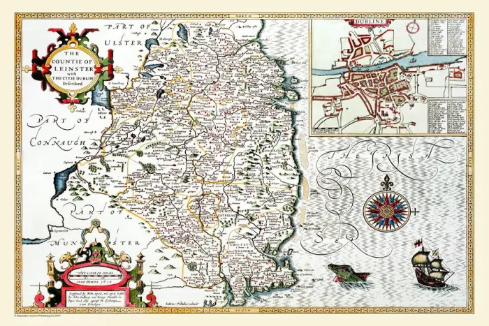 Framed Print : Old Map of The Province of Leinster, Ireland 1611 by John Speed Framed Print : Old Map of The Province of Leinster, Ireland 1611 by John Speed