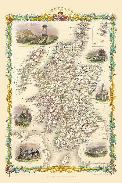 Old Map of Scotland 1851 by John Tallis